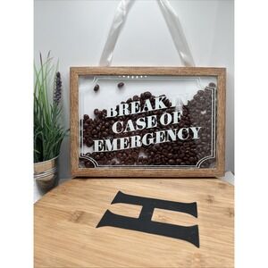 Coffee Beans Picture Framed Wall Art Box Break In Case of Emergency Cafe Shop 3D